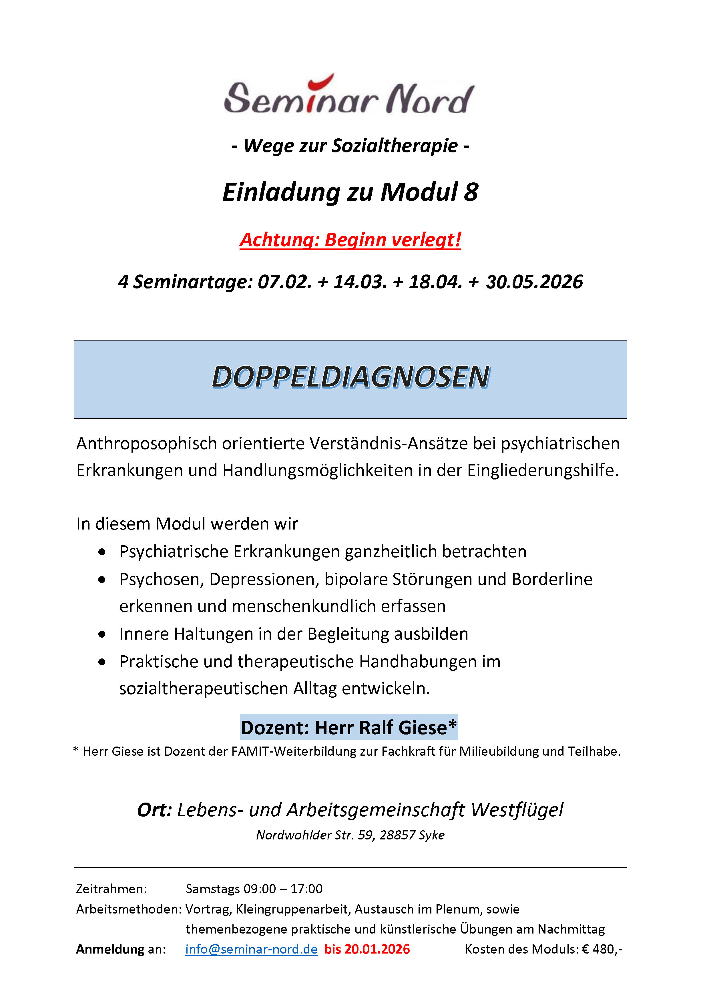 Ankündigung Modul 8 - Neuer termin 2026